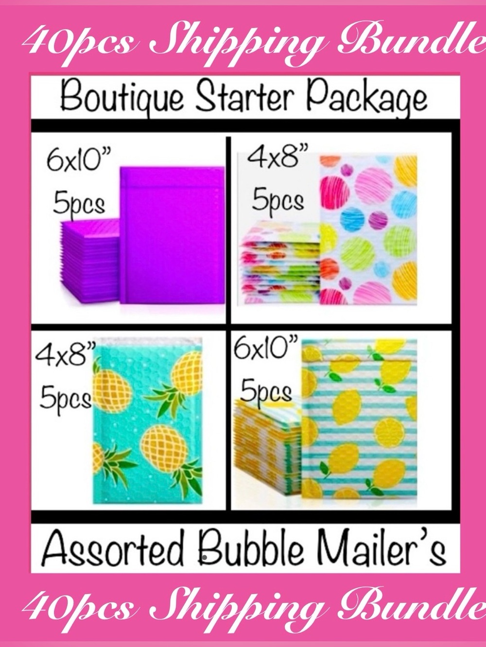 40pcs Set ~ Includes 20 Assorted Bubble Poly Mailers & 20 “Thank You” Stickers 🆕